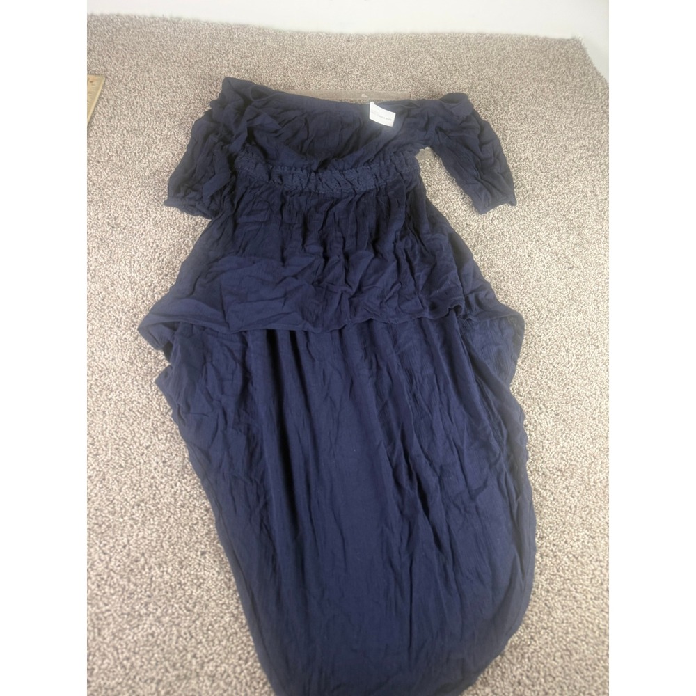 New York & Company Off Shoulder High Low Dress Women's Navy Blue Classic - L